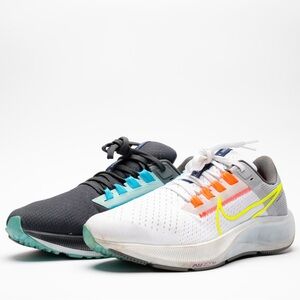 Nike Athletic Shoes Black and White with Blue and Yellow Accents